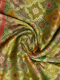 Dola silk fancy saree multi color allover weaves & zari border with rich pallu and attached plain blouse
