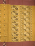 Kanchi cotton saree with allover motifs and contrast border paired with self-blouse