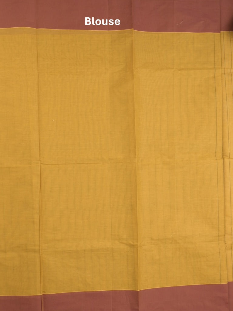 Kanchi cotton saree with allover motifs and contrast border paired with self-blouse