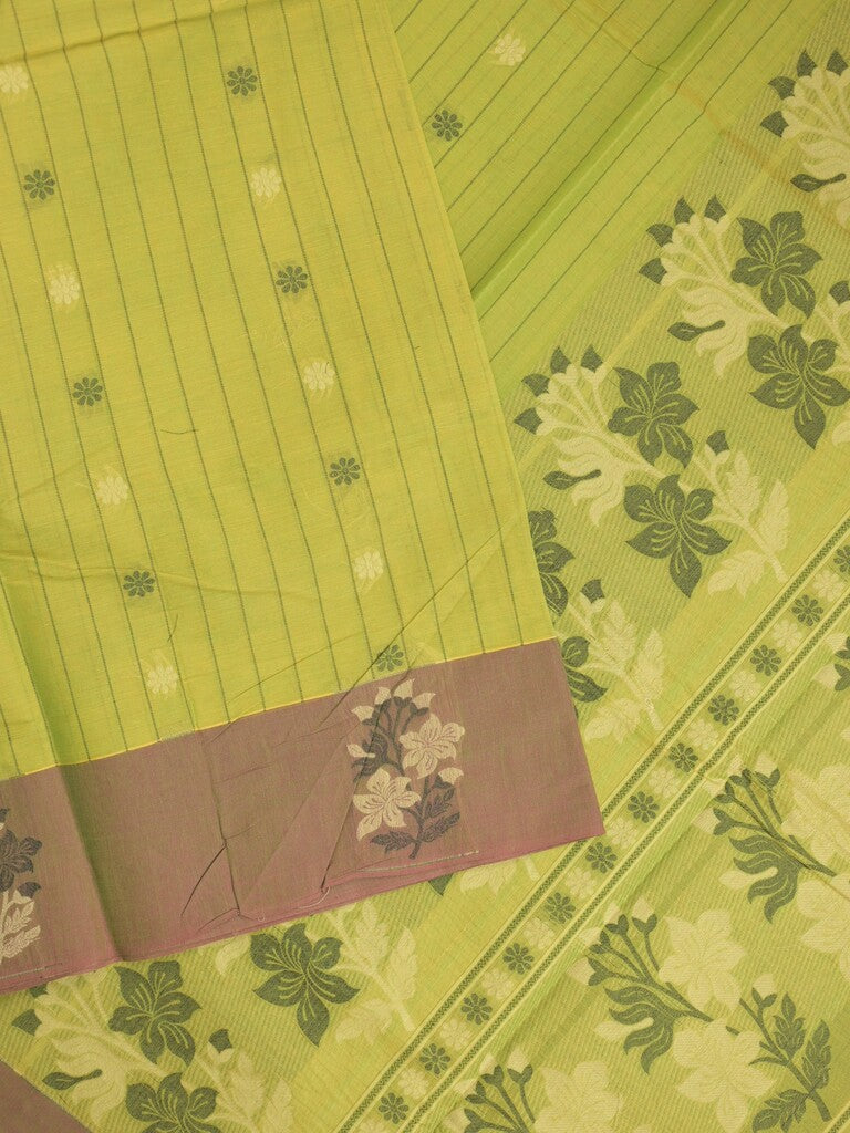 Kanchi cotton saree with allover motifs and contrast border paired with self-blouse