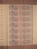 Kanchi cotton saree with allover motifs and contrast border paired with self-blouse