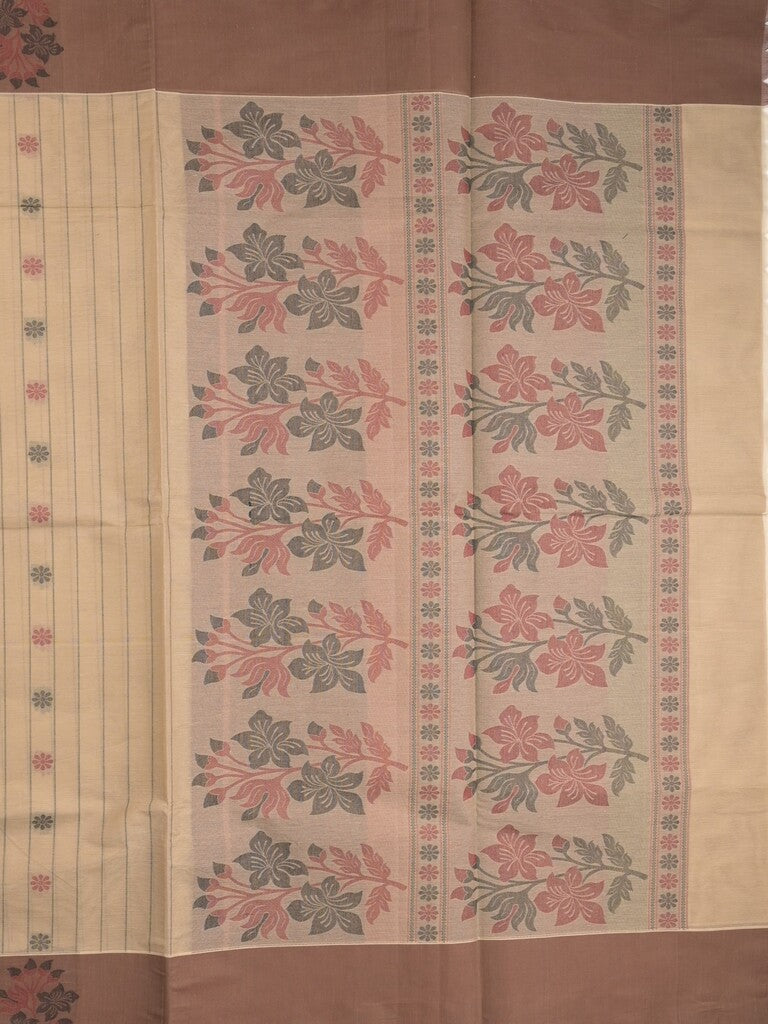 Kanchi cotton saree with allover motifs and contrast border paired with self-blouse
