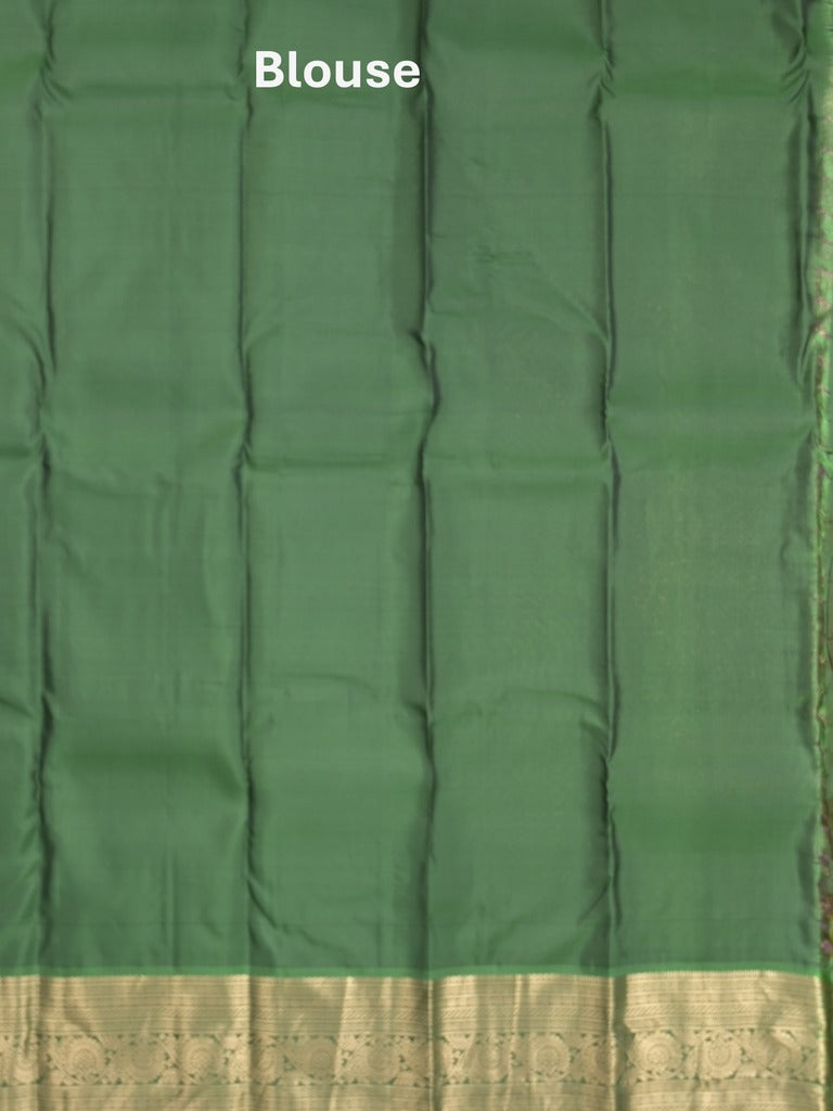 Kanchi pattu saree purple color allover zari weaves & zari border with rich pallu and contrast plain blouse