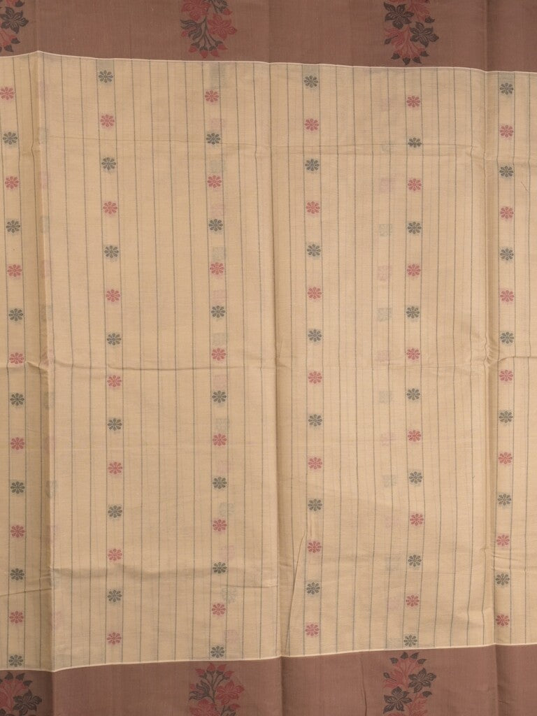 Kanchi cotton saree with allover motifs and contrast border paired with self-blouse