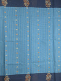 Kanchi cotton saree with allover motifs and contrast border paired with self-blouse