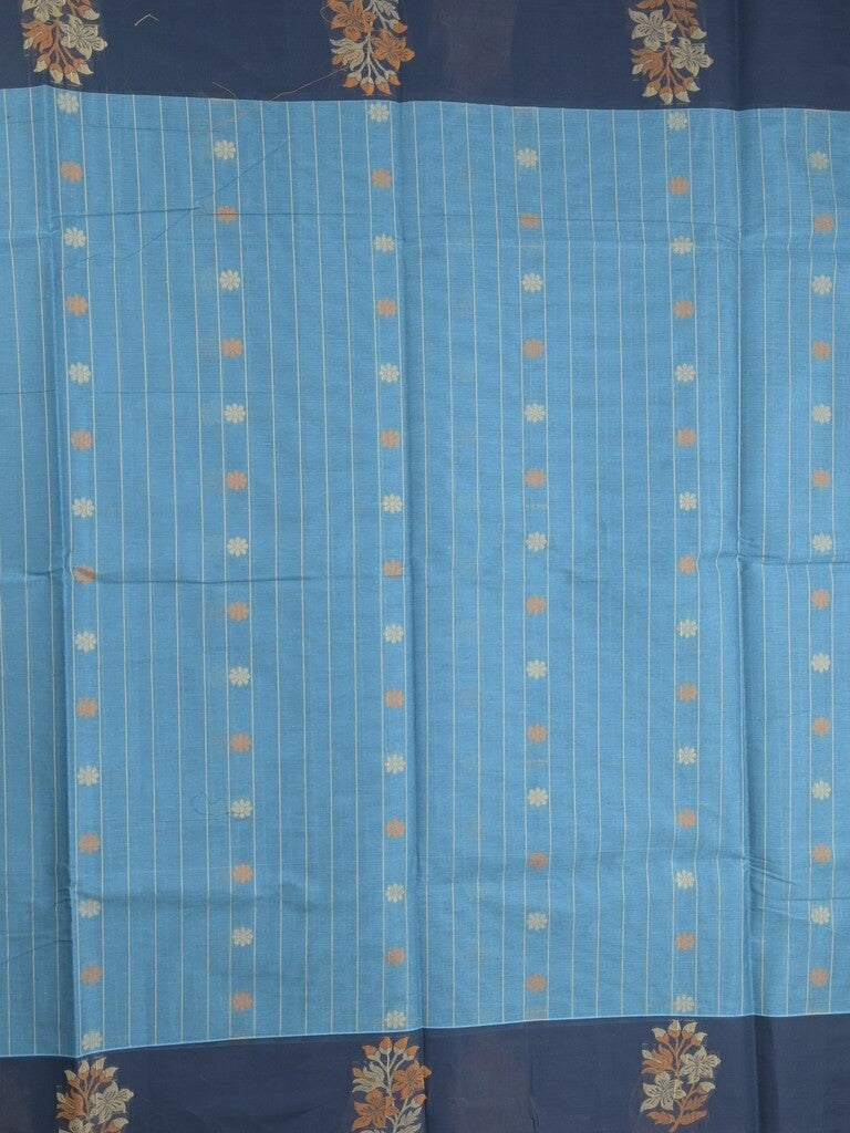 Kanchi cotton saree with allover motifs and contrast border paired with self-blouse