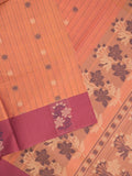 Kanchi cotton saree with allover motifs and contrast border paired with self-blouse