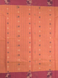 Kanchi cotton saree with allover motifs and contrast border paired with self-blouse