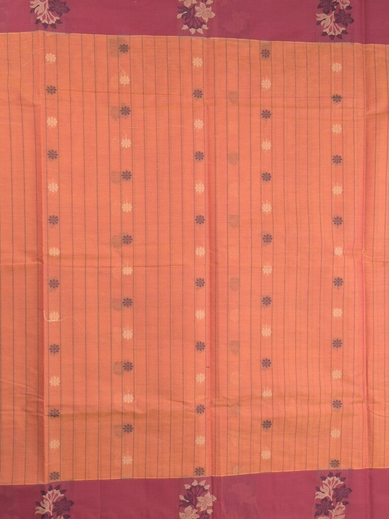 Kanchi cotton saree with allover motifs and contrast border paired with self-blouse