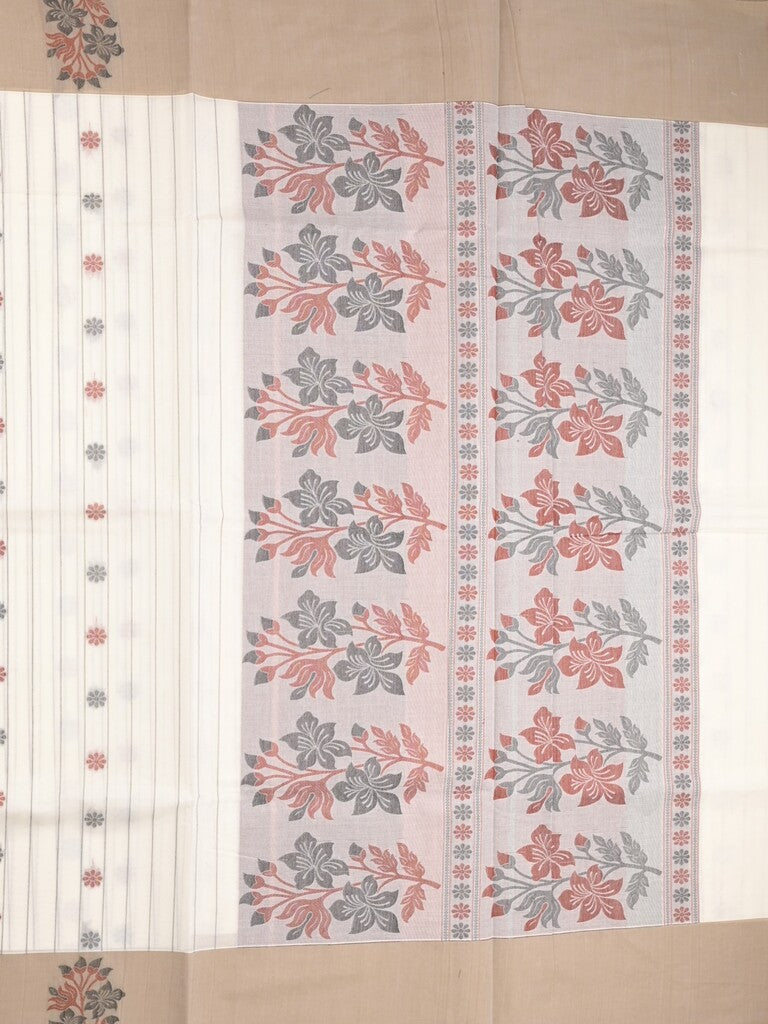 Kanchi cotton saree with allover motifs and contrast border paired with self-blouse