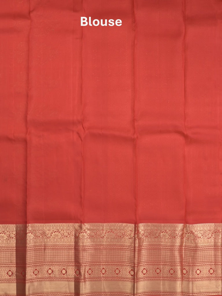 Kanchi pattu saree red color allover zari weaves & zari border with rich pallu and contrast plain blouse