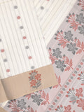 Kanchi cotton saree with allover motifs and contrast border paired with self-blouse
