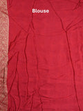Dola silk fancy saree red color allover weaves & zari border with rich pallu and attached plain blouse