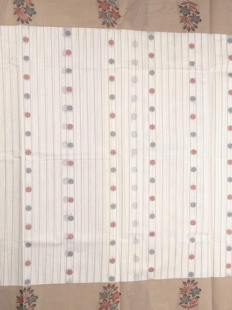 Kanchi cotton saree with allover motifs and contrast border paired with self-blouse