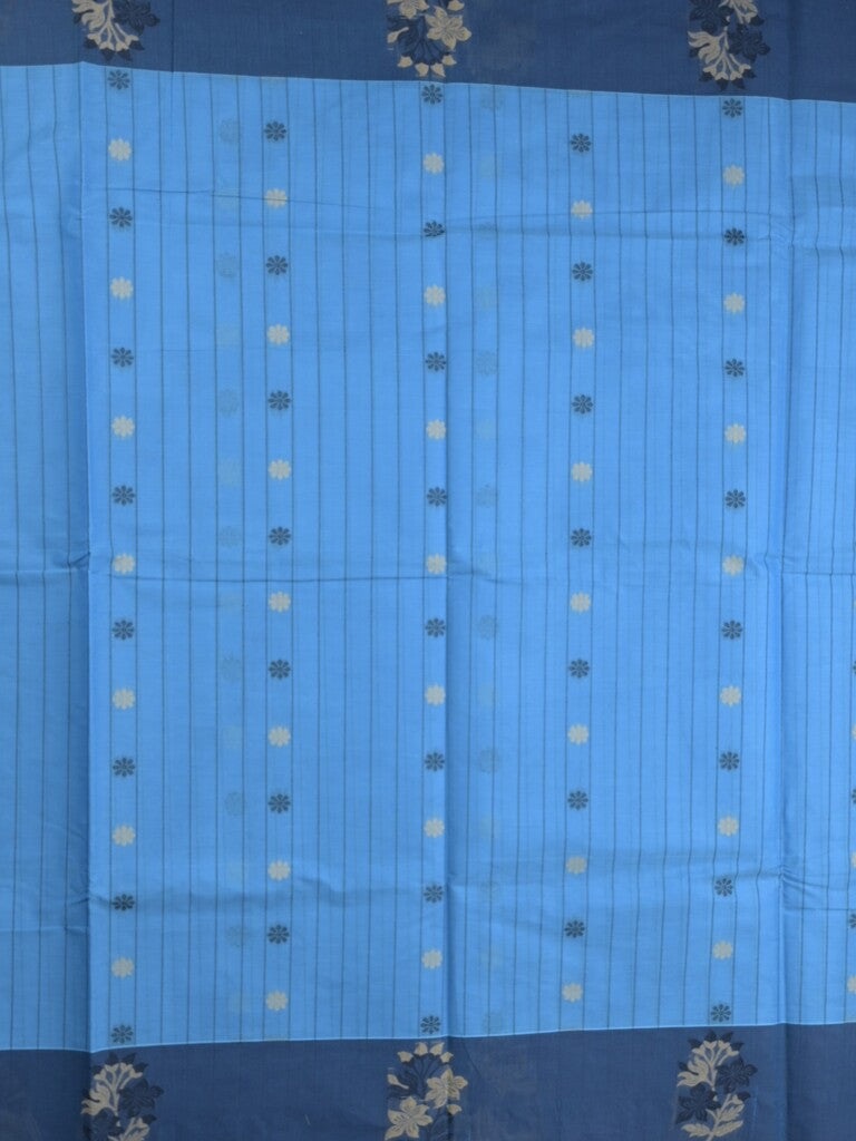 Kanchi cotton saree with allover motifs and contrast border paired with self-blouse