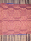 Kanchi pattu saree light pink color allover zari weaves & zari border with rich pallu and contrast plain blouse