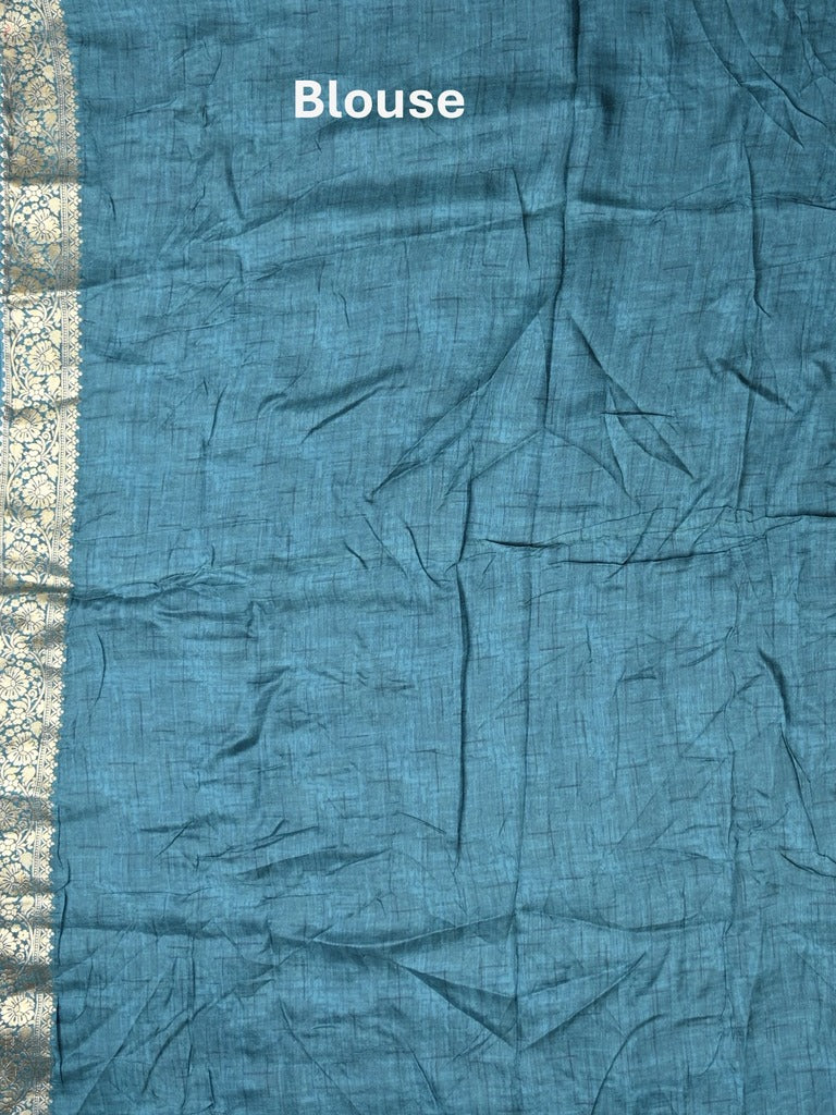 Dola silk fancy saree multi color allover weaves & zari border with rich pallu and attached plain blouse