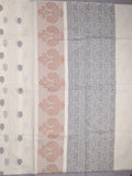 Kanchi cotton saree with allover motifs & contrast border with attached blouse