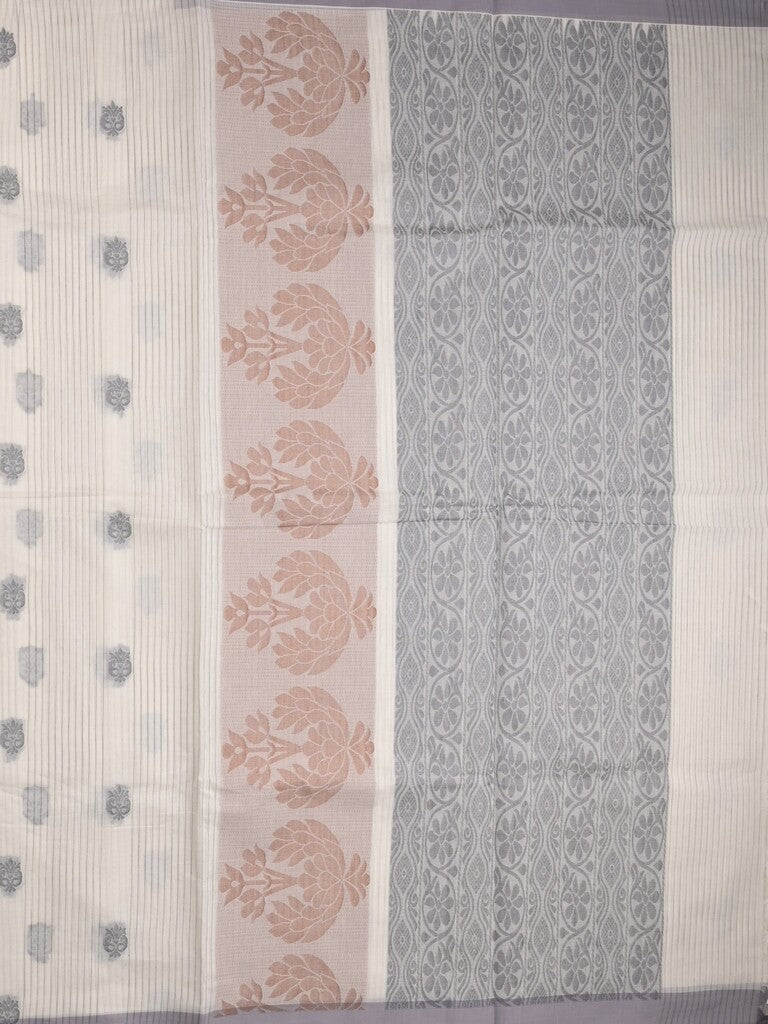 Kanchi cotton saree with allover motifs & contrast border with attached blouse