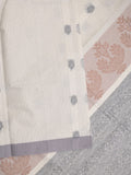 Kanchi cotton saree with allover motifs & contrast border with attached blouse