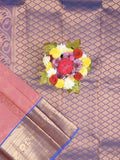 Kanchi pattu saree light pink color allover zari weaves & zari border with rich pallu and contrast plain blouse