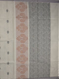 Kanchi cotton saree with allover motifs & contrast border with attached blouse
