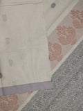Kanchi cotton saree with allover motifs & contrast border with attached blouse