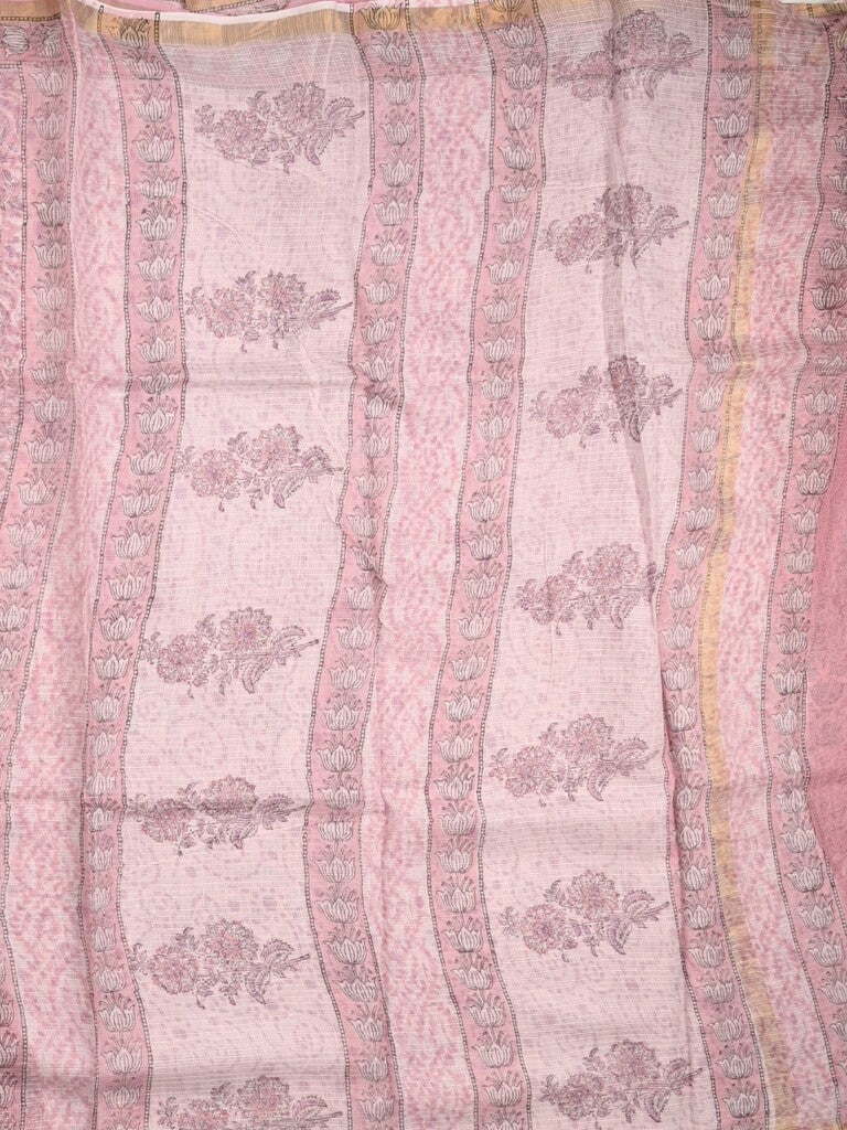 Kota fancy saree light purple color allover prints & small zari border with printed pallu and printed blouse