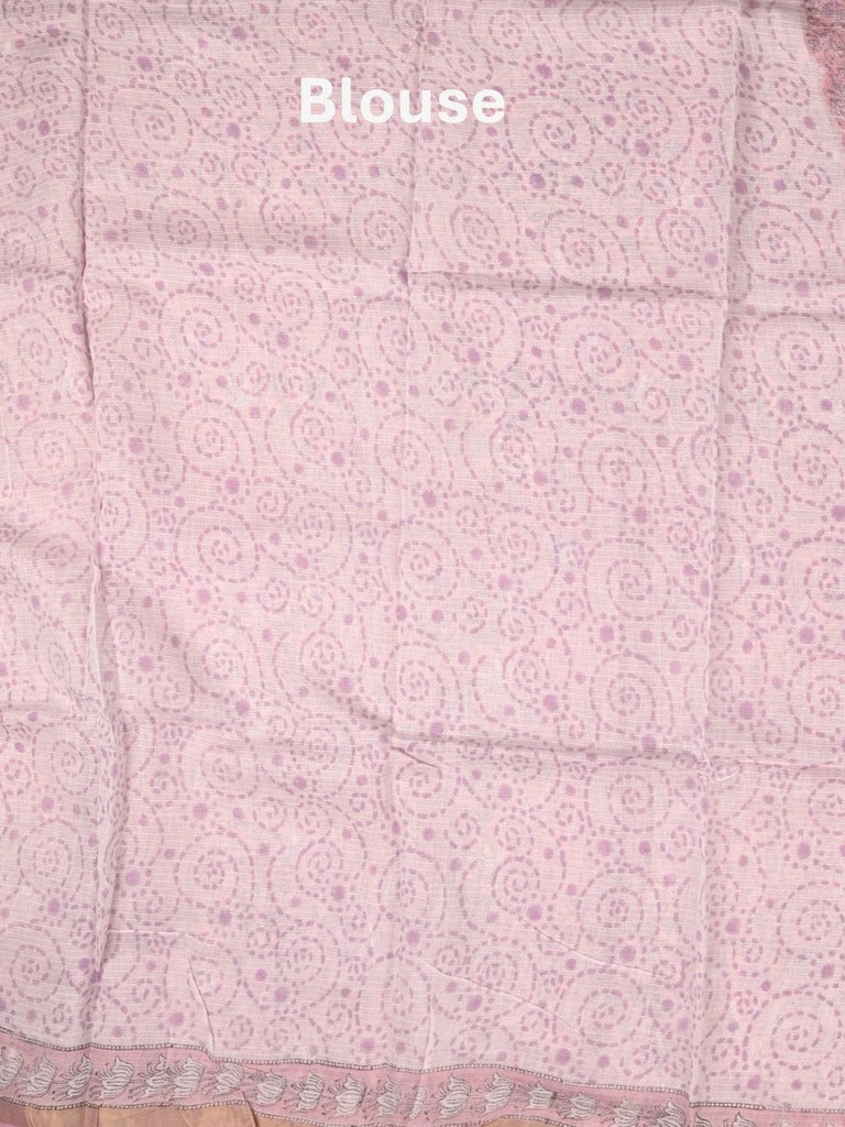 Kota fancy saree light purple color allover prints & small zari border with printed pallu and printed blouse