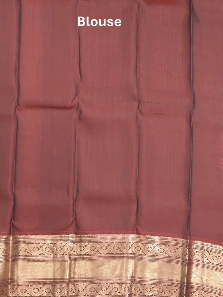 Kanchi pattu saree navy blue color allover zari weaves & zari border with rich pallu and contrast plain blouse