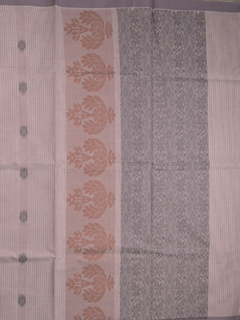 Kanchi cotton saree with allover motifs & contrast border with attached blouse
