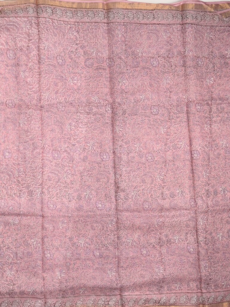 Kota fancy saree light purple color allover prints & small zari border with printed pallu and printed blouse