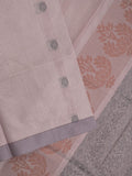 Kanchi cotton saree with allover motifs & contrast border with attached blouse