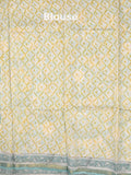 Kota fancy saree pastel blue color allover prints & small zari border with printed pallu and printed blouse