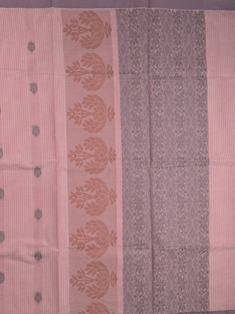 Kanchi cotton saree with allover motifs & contrast border with attached blouse