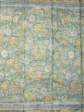 Kota fancy saree pastel blue color allover prints & small zari border with printed pallu and printed blouse