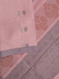 Kanchi cotton saree with allover motifs & contrast border with attached blouse