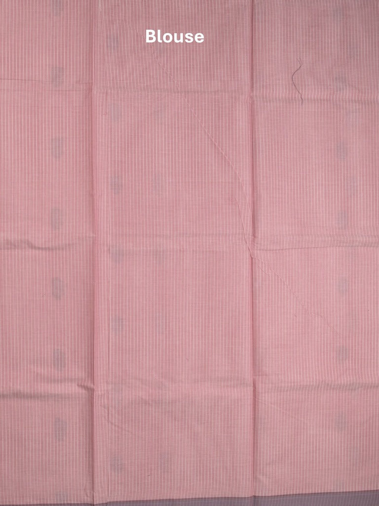 Kanchi cotton saree with allover motifs & contrast border with attached blouse