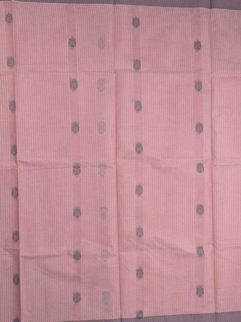 Kanchi cotton saree with allover motifs & contrast border with attached blouse