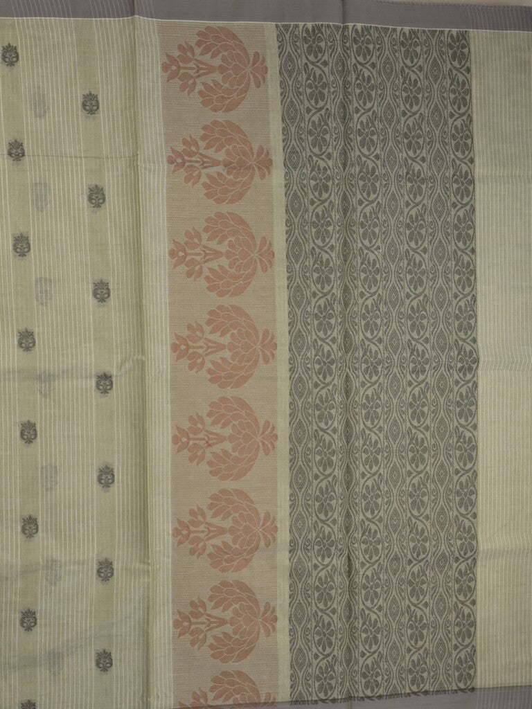 Kanchi cotton saree with allover motifs & contrast border with attached blouse