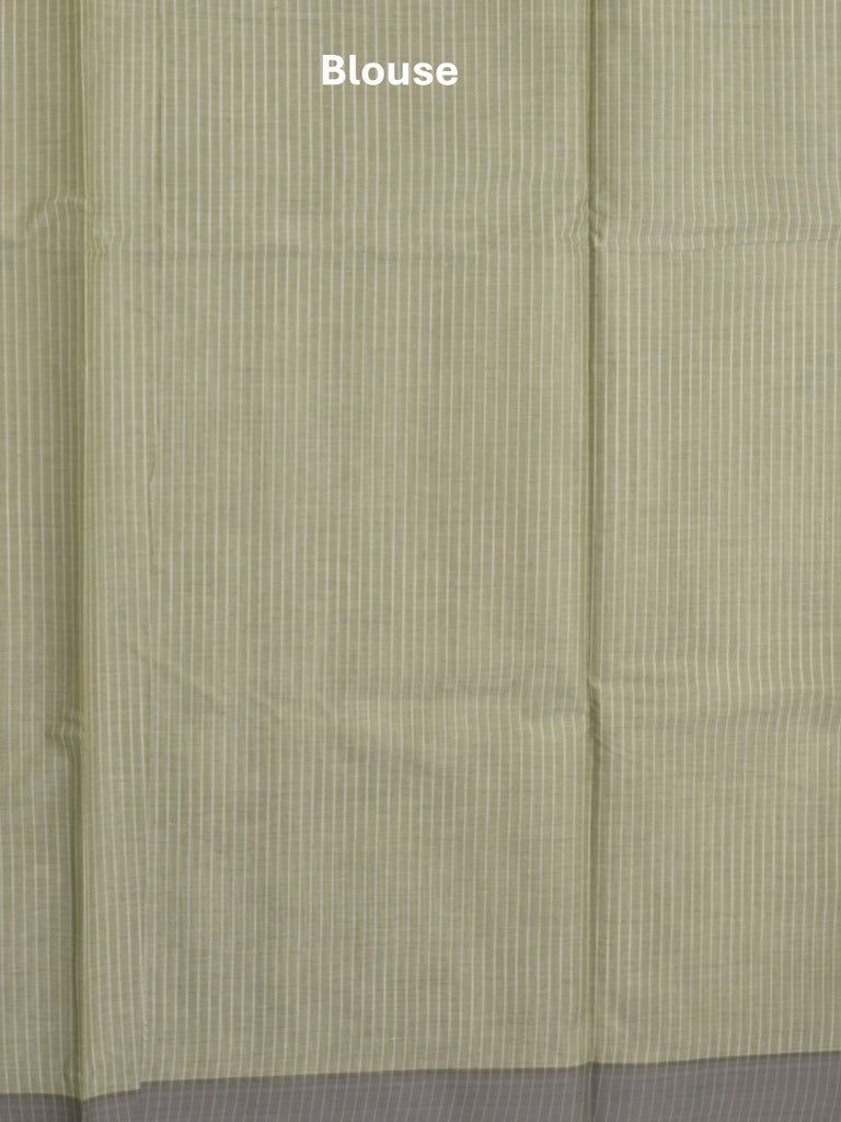 Kanchi cotton saree with allover motifs & contrast border with attached blouse