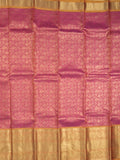 Kanchi pattu saree pink color allover zari weaves & zari border with rich pallu and contrast plain blouse