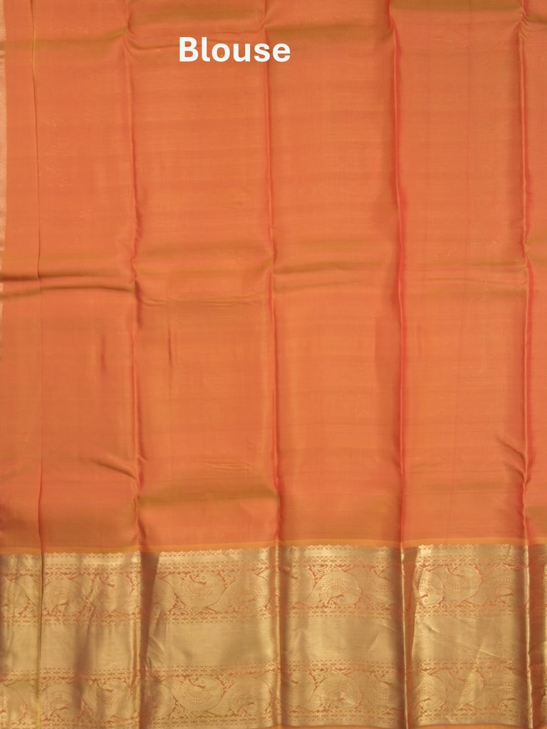 Kanchi pattu saree pink color allover zari weaves & zari border with rich pallu and contrast plain blouse