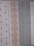 Kanchi cotton saree with allover motifs & contrast border with attached blouse