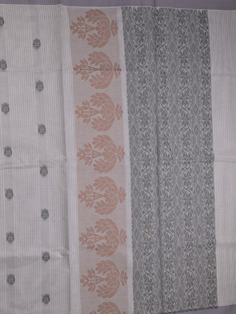 Kanchi cotton saree with allover motifs & contrast border with attached blouse