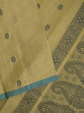 Kanchi cotton saree with allover motifs & contrast border with attached blouse