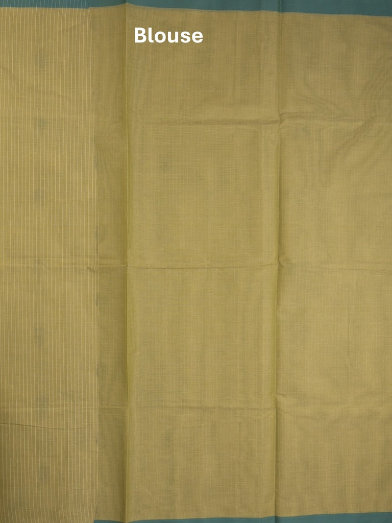 Kanchi cotton saree with allover motifs & contrast border with attached blouse