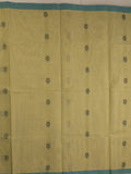 Kanchi cotton saree with allover motifs & contrast border with attached blouse