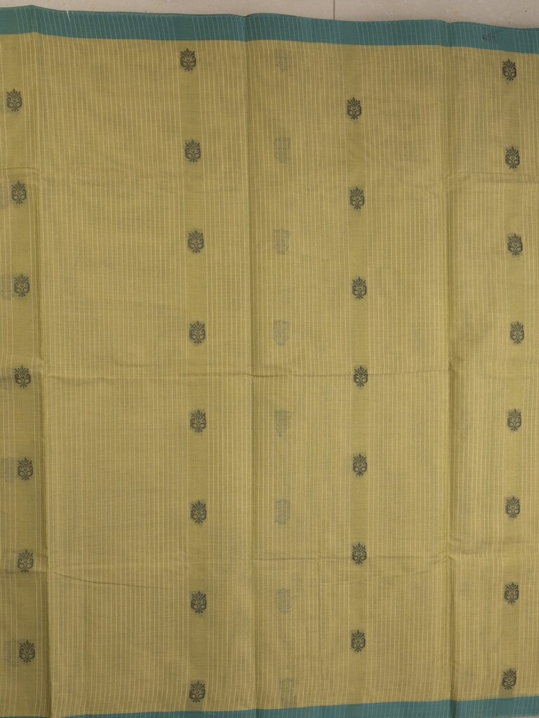 Kanchi cotton saree with allover motifs & contrast border with attached blouse