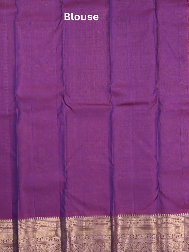 Kanchi pattu saree light purple color allover zari weaves & zari border with rich pallu and contrast plain blouse